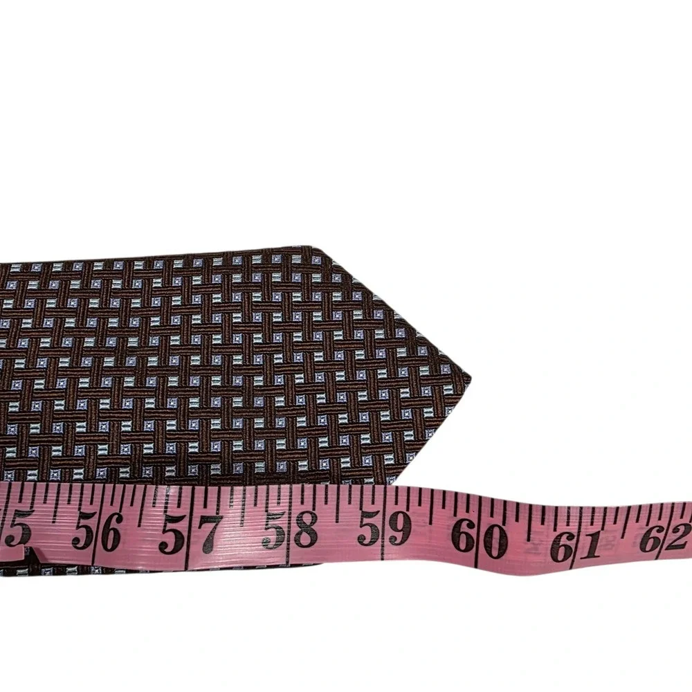 Brooks Brothers Silk Tie Geometric Pattern Brown Blue Mens Formal‎ Neckwear